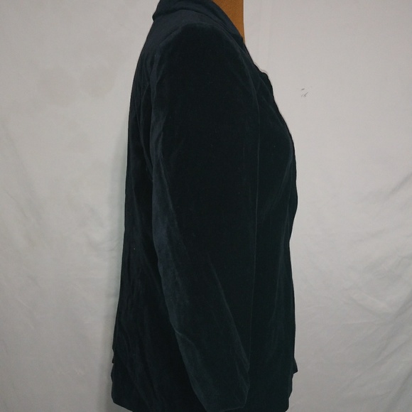 Dress Barn L Black Velvet 3/4 Sleeved Blazer Jacket Funeral - Picture 3 of 5